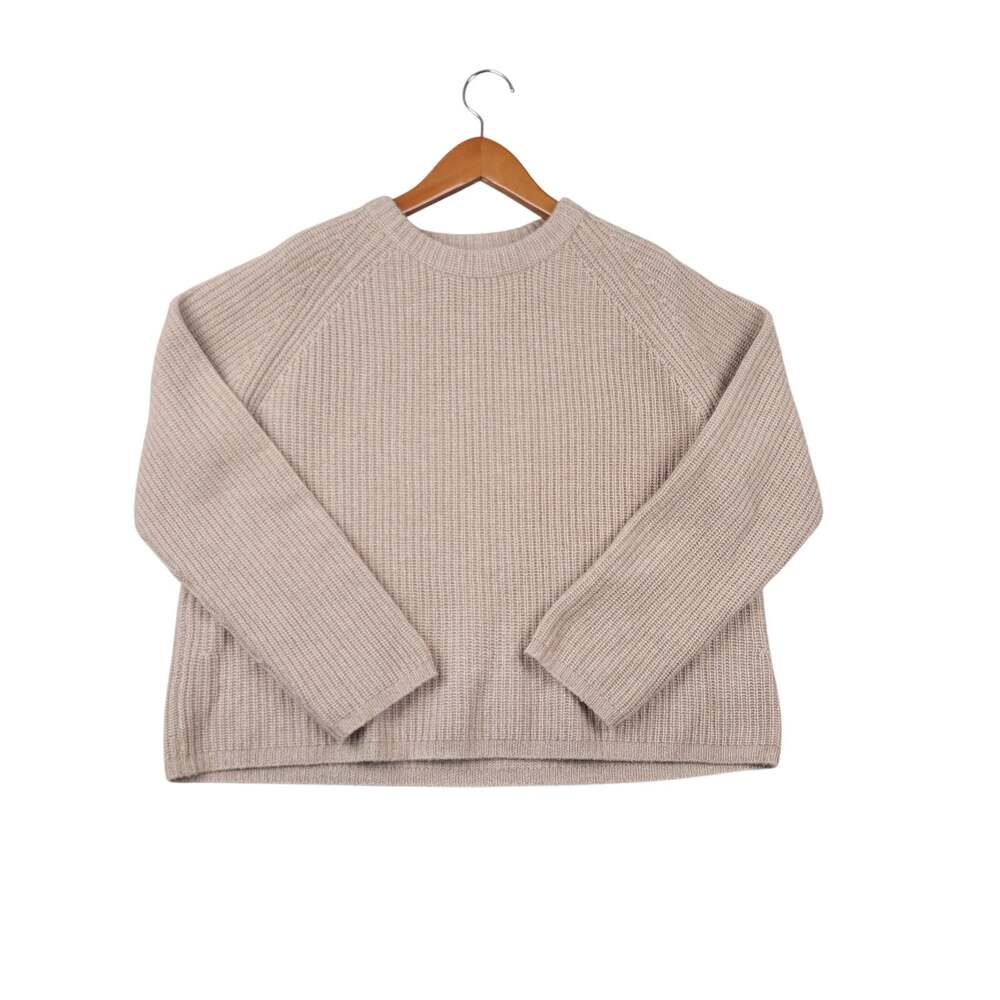 Quince Women’s XL 100% Cashmere Fisherman Sweater Oatmeal Quiet Luxury